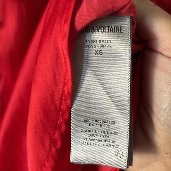 Zadig & Voltaire Tygg Button-Front Satin Blouse in Red - Picture 5 of 5